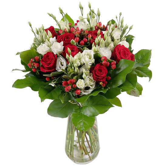 Merci – roses rouges et blanc, livraison fleurs Sierre